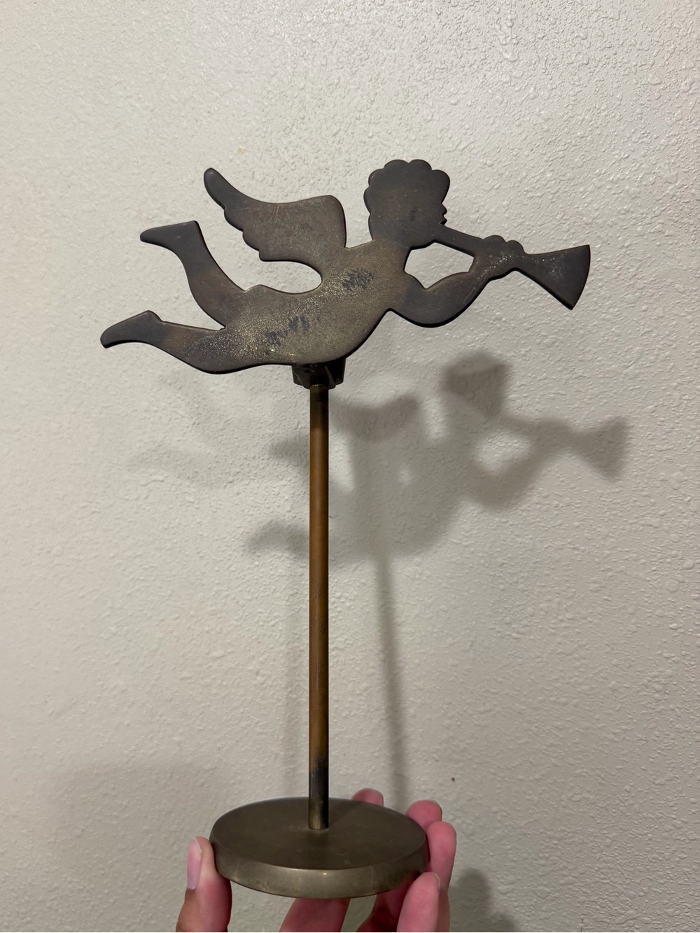 Brass Angel Trumpet candle holder
